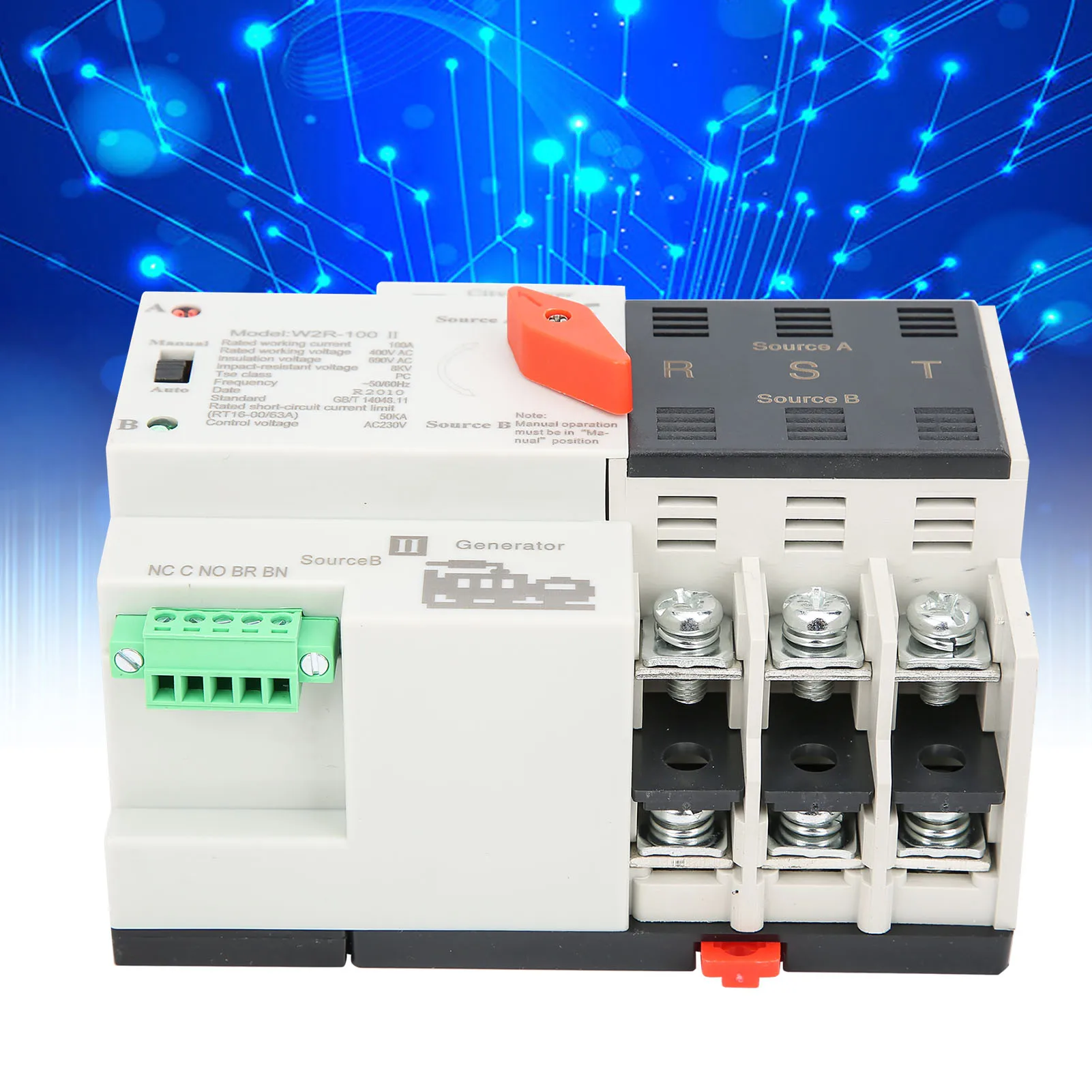 

Power Transfer Automatic Transfer W2R-100 Dual Power Automatic Transfer 3P 100A 50Hz Power Transfer