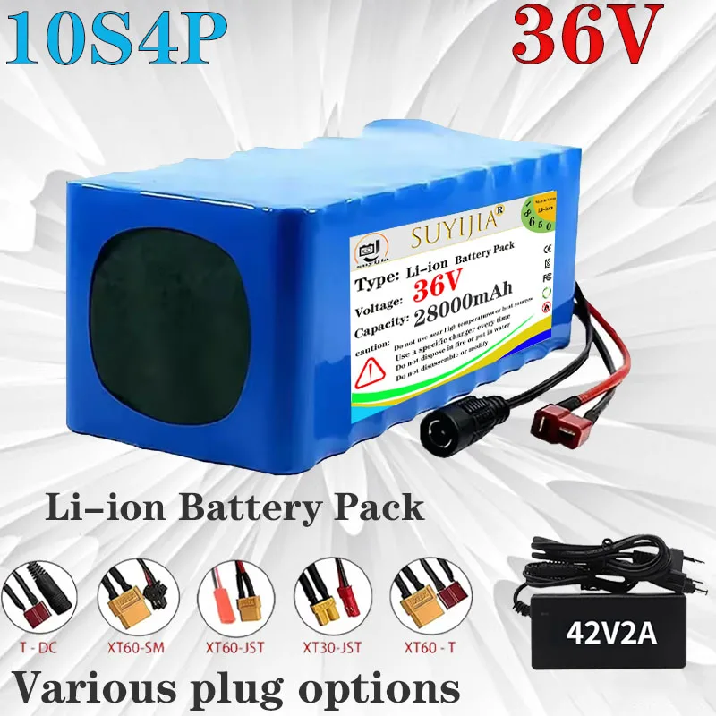 

Free shipping 36V lithium-ion battery, 10S4P 28000mAh battery pack, 500W, 1000W high power battery, 42V 28Ah, BMS+42V2A charger
