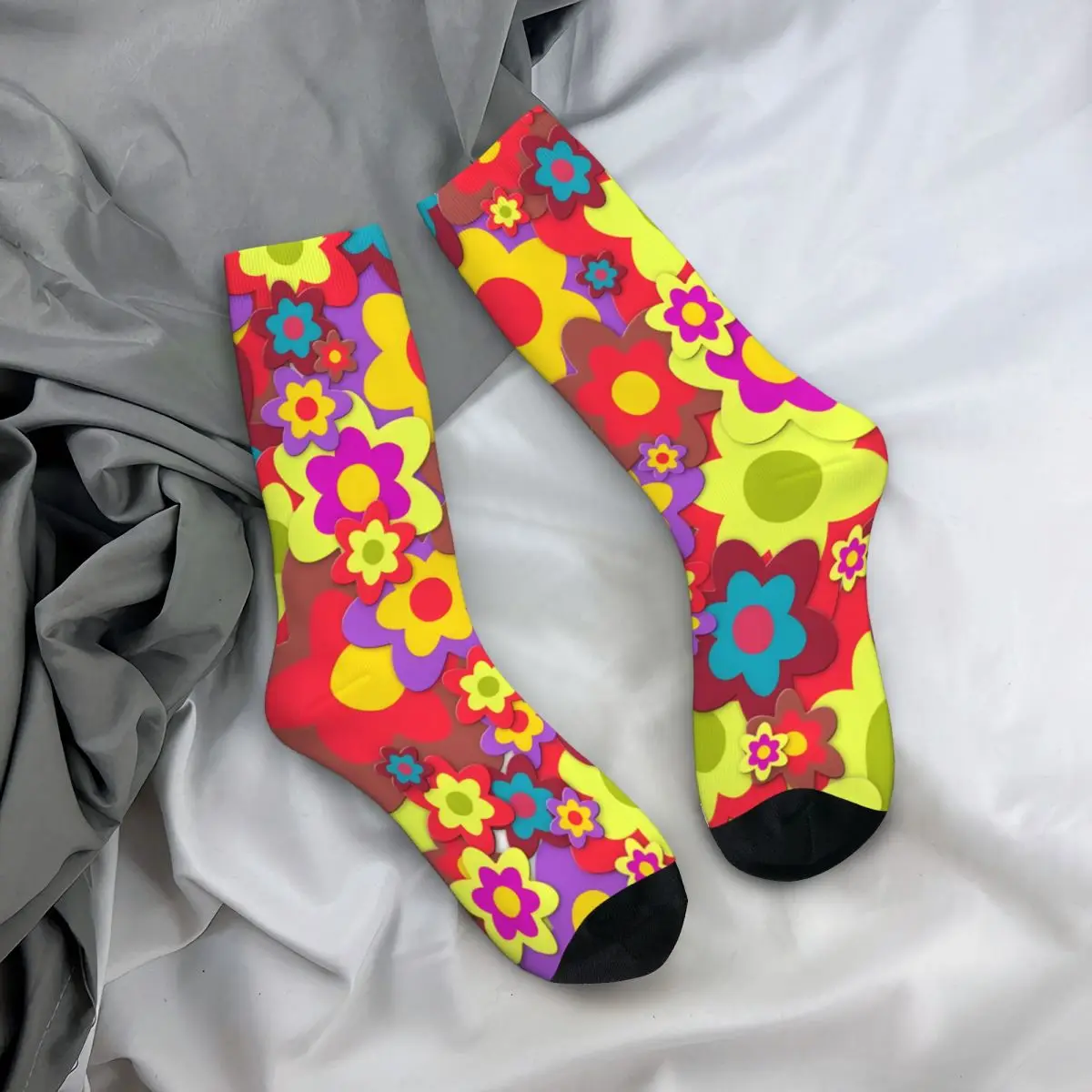 Vintage Flowers Color Men's compression Socks Unisex Harajuku Seamless Printed Novelty Crew Sock