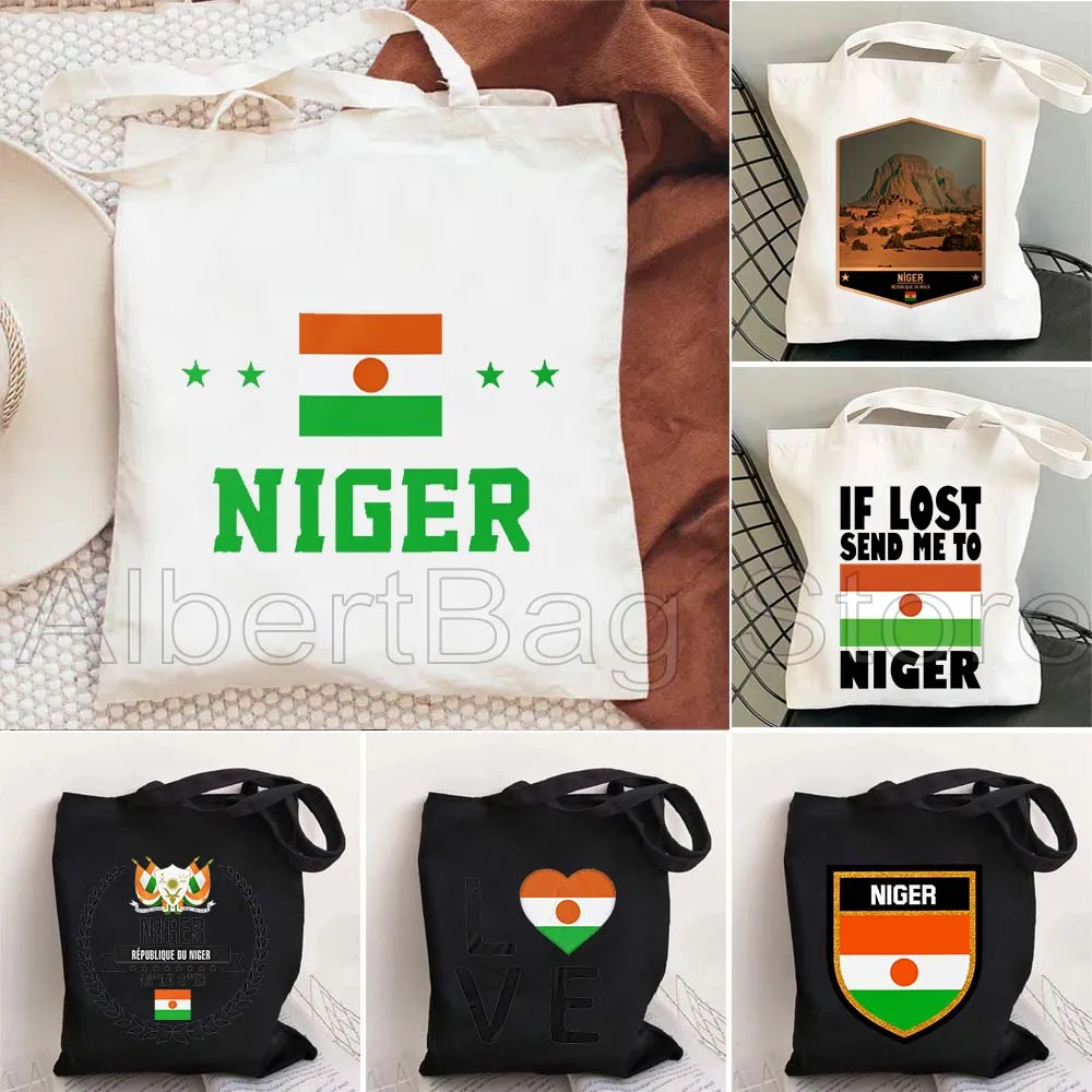 

Niger Map Nigerien Flag Heart Gifts Large Capacity Durable Canvas Tote Bag Shopper Women Handbags Shopping Casual Grocery Bag