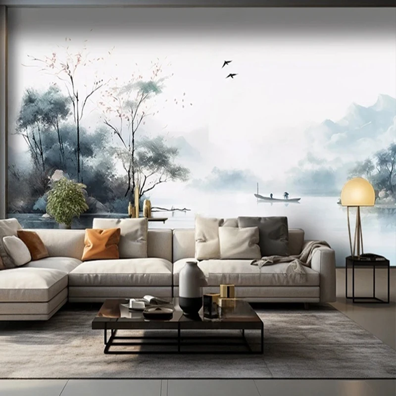 

Customized Chinese Ink Landscape Wallpaper Murals Hand-Painted Art Decor Background Painting for Living Room Bedroom Kitchen