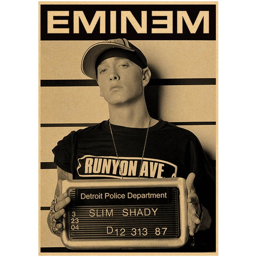 Retro  Rapper Eminem the Famous American Art Poster  Kraft Paper Sticker  Room Bar Cafe Room Wall Decor