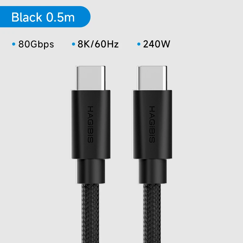 Hagibis USB C auf USB C-Kabel USB 4 Vollfunktionskabel 80 Gbit/s 240 W Schnellladung 8K-Videokabel für Thunderbolt 5 iPhone 17 Pro