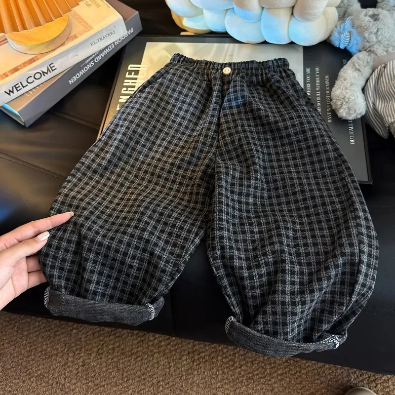1-6 Years Children Clothing Boys Girls Korean Style Casual Loose Plaid Straight Trousers Outdoor Mosquito Repellent Kids Clothes
