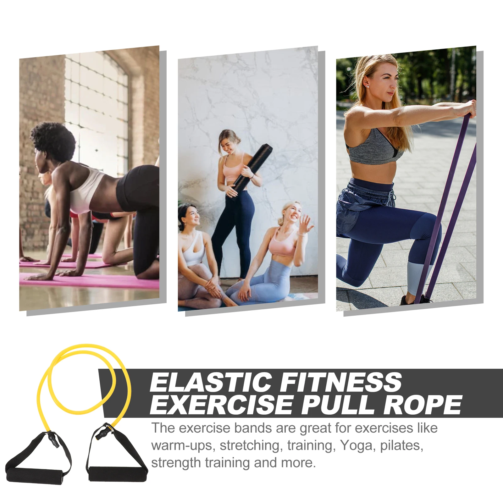 

Yoga Resistance Band 15 Lbs Elastic Stretch Exercise Pull Rope For Workout Strength Training Pilates Physical Therapy Portable