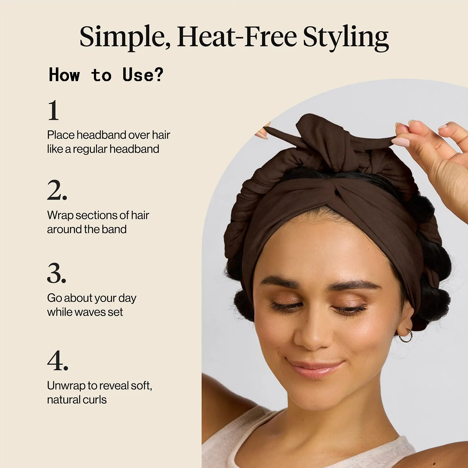 Heatless Curls Headband No Heat Overnight Hair Curler Soft Fabric Long Ribbon Curling Rod Natural Waves Hair Styling Tool for Wo