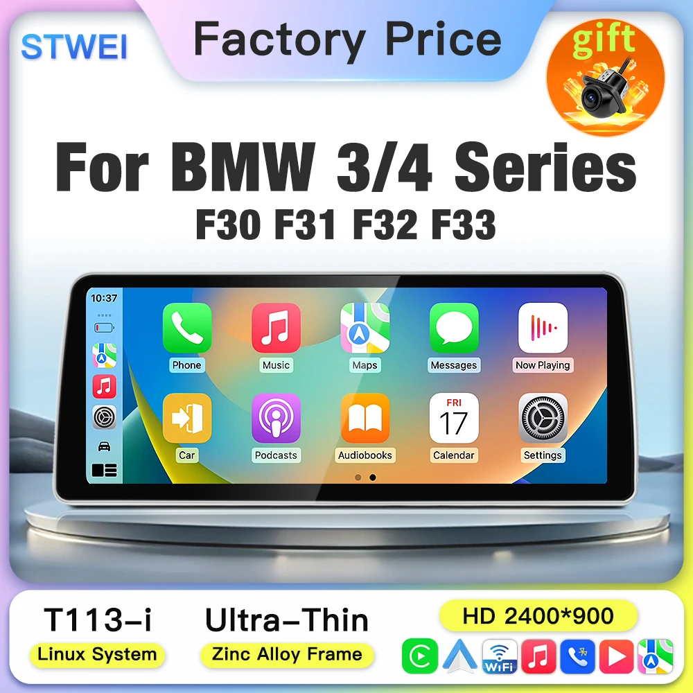 STWEI 2026 Thin Linux 10.25 12.8 Inch Car Radio For BMW 3 4 M3 M4 F30 F31 F32 F33 F34 F36 F80 F82 Wireless CarPlay Android Auto