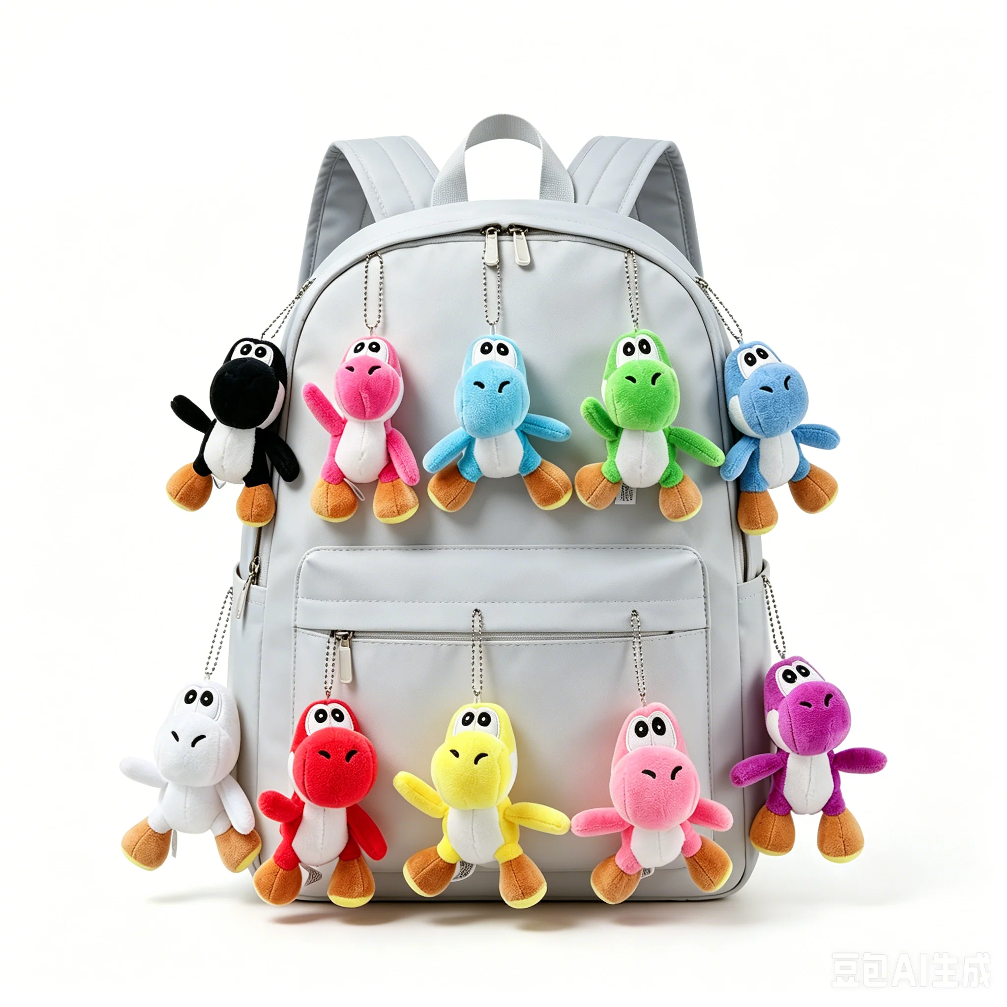 Chaveiro de Pelúcia Yoshi Multicolorido, Dinossauro Fofo, Pingente de Pelúcia Macio, Mini Charm para Mochila, Chaveiro de Cogumelo em Desenho Animado, Presente Adorável