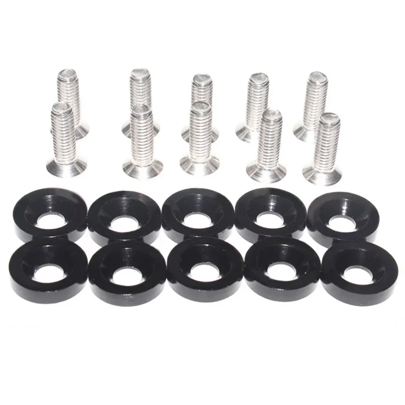 10PCS M6 Car Modified Hex Fasteners Fender Washer Bumper Engine Concave Screws Fender Washer License Plate Bolts Car Styling