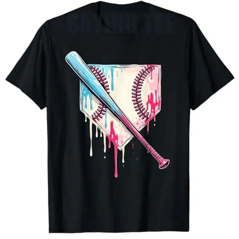 

2025 Baseball 101 Bat Ice Cream Watercolor Softball T-shirt Ice Cream Dropping Baseball Home Run Boy Pattern Printed Y2k T-shirt