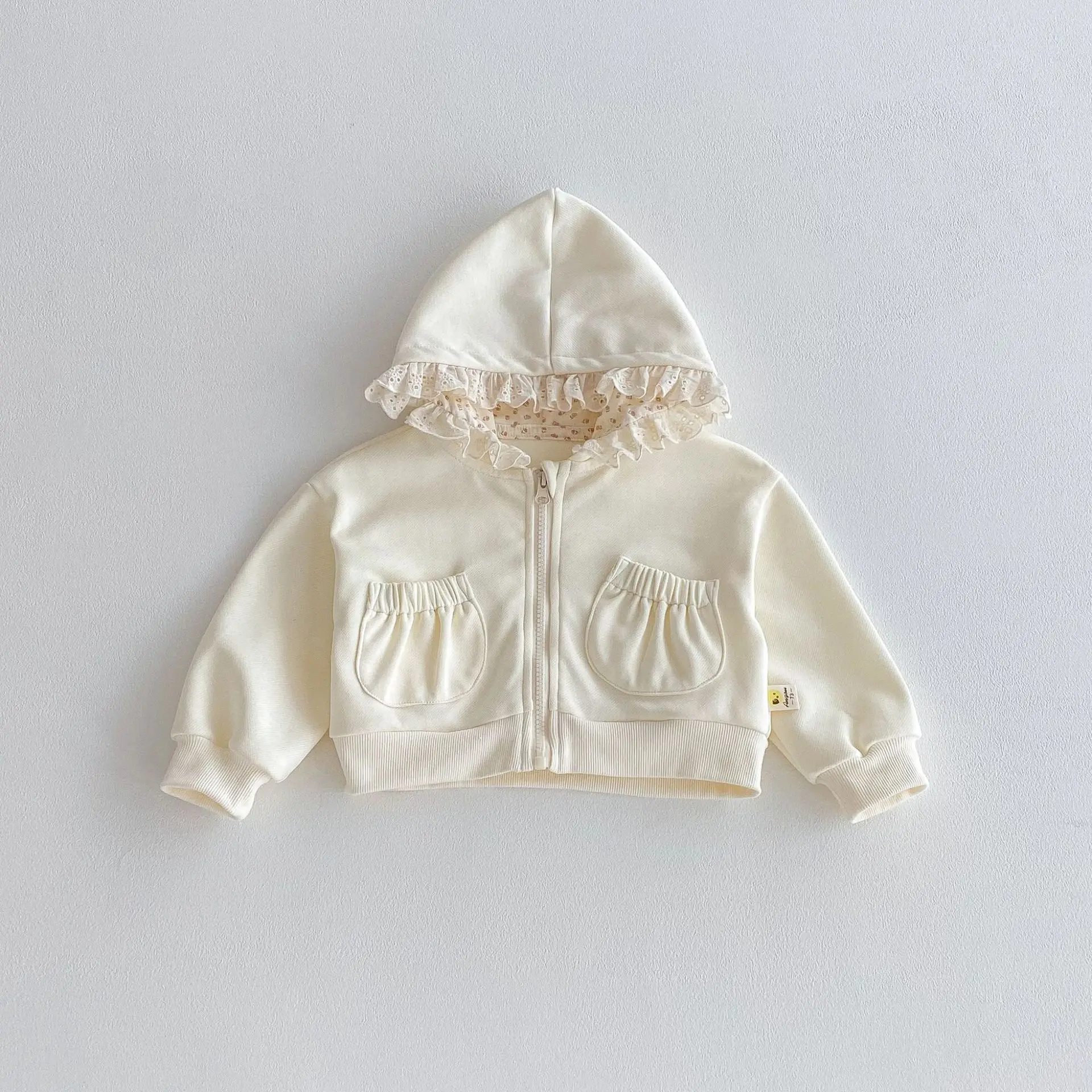 

2025 Autumn New Baby Girl Cute Lace Hooded Coat Cotton Infant Long Sleeve Hoodie Girls Casual Sweatshirt Coat Toddler Clothes