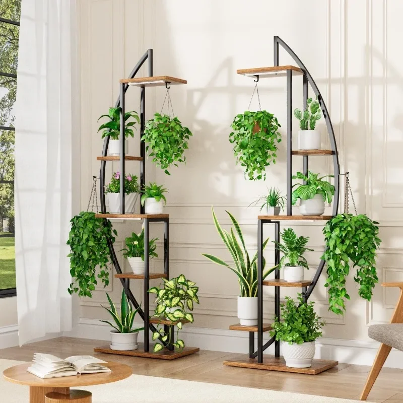 Indoor flower stand with plant light Balcony rack Succulent rack Living room multi-layer flower pot shelf  household goods