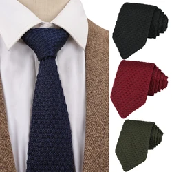 Wave Korean Style Elegant Knit Ties For Men Gifts Top Clothes Accessories Wedding Black Red Navy Designer Collar Slim Neck Tie