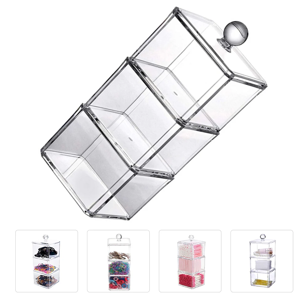 

Transparent Cotton Pad Storage Box Household Organizer Swabs Makeup Accessories Square Container Lid Toothpick Holder