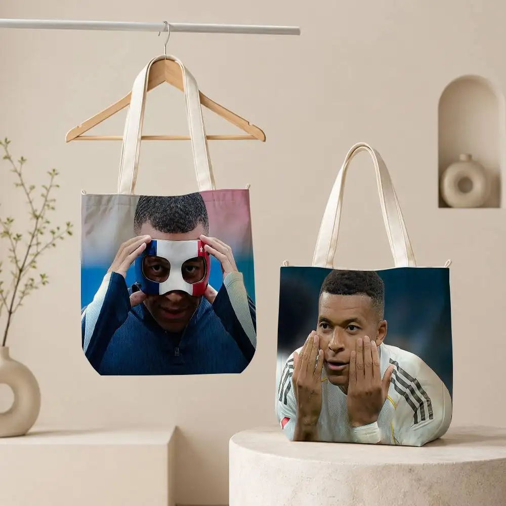 K-Kylian M-Mbappe Tote Bag for Women Reusable Shopping Tote Bag Zippered Inspirational Scripture Shoulder Bags Print