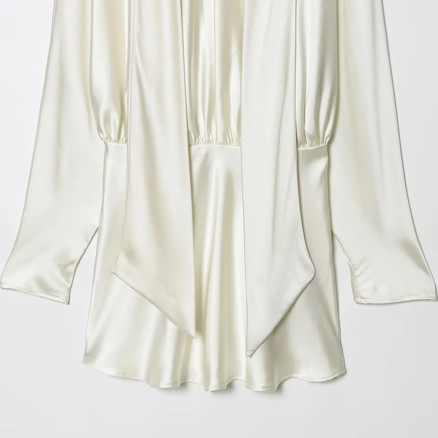 Seidensatin-Feeling-Schal verziert ort Dr Ele Quali Herbst New Sle Damen Faion Straight Tube Rock Long Sve...