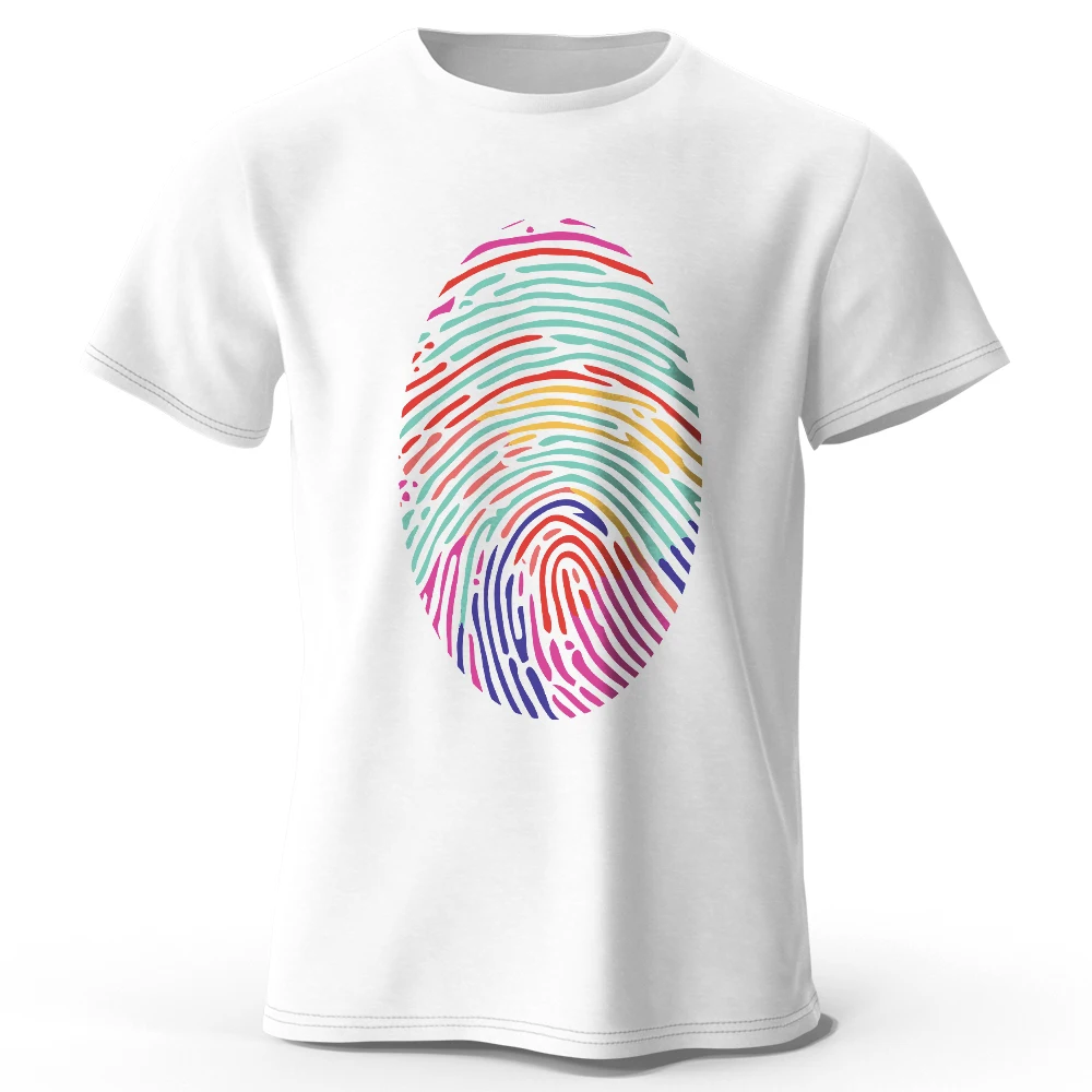 Men's Color Fingerprints Printed T-Shirt 100% Cotton Oversized Street Graphic Tees for Men Women Summer Tops