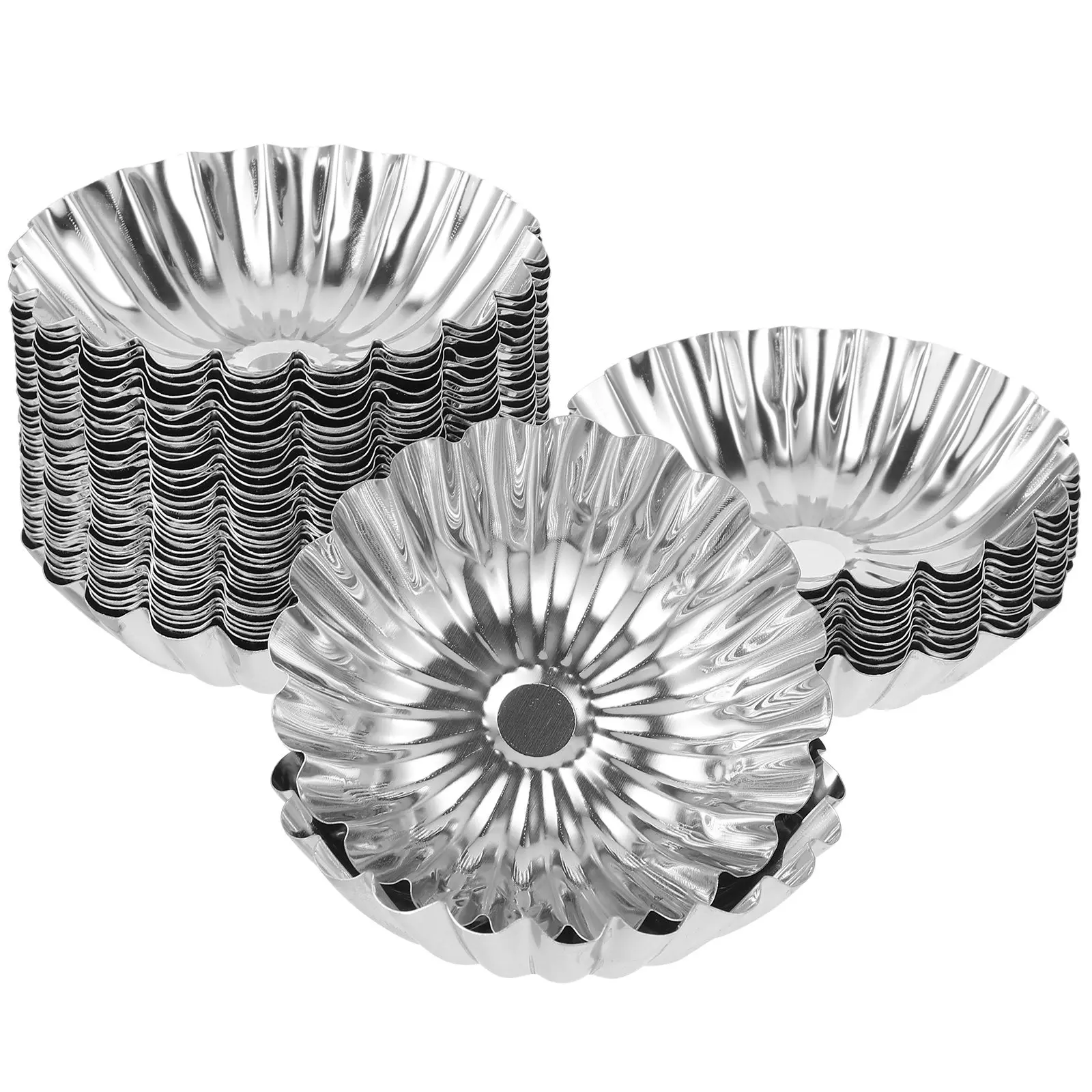 

50 шт. форм для яичных тарталеток из нержавеющей стали, многофункциональные формы для выпечки, легко извлекаемые из формы, легко моются, для дома, отелей, ресторанов, пекарен