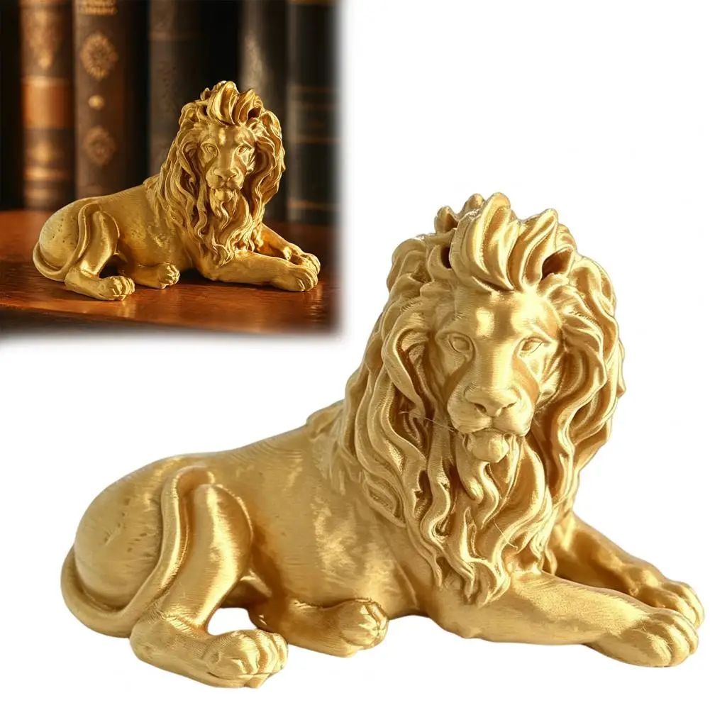  Lion Statue Resin Figurine Decoration Gold Crafts Collection Tabletop Ornament Animal Sculpture For Office Table Centerpieces