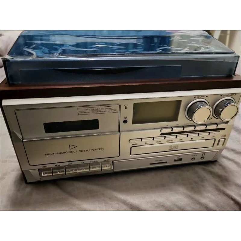 Multifunctional 10-in-1 Vinyl Record Player CD Cassette Player FM AM Radio Bluetooth Speaker