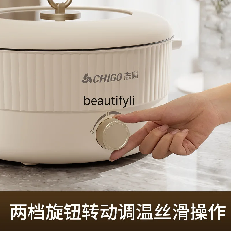 5L huishoudelijke slaapzaal elektrische kookpot met grote capaciteit, geïntegreerde multifunctionele elektrische verwarmingspan voor frituren en koken