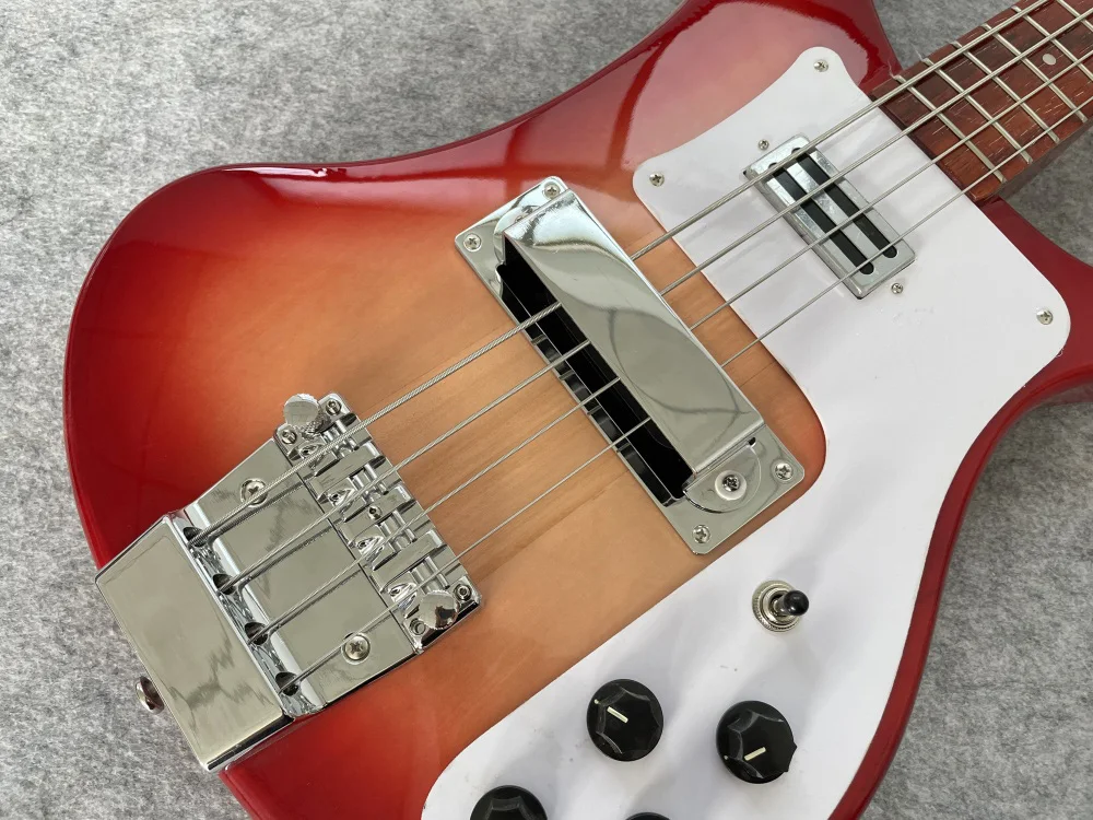 

2026 new Bass Guitar,Cherry Sunburst，neck through body，4 String bass, Rosewood Fingerboard, 4003 High Quality