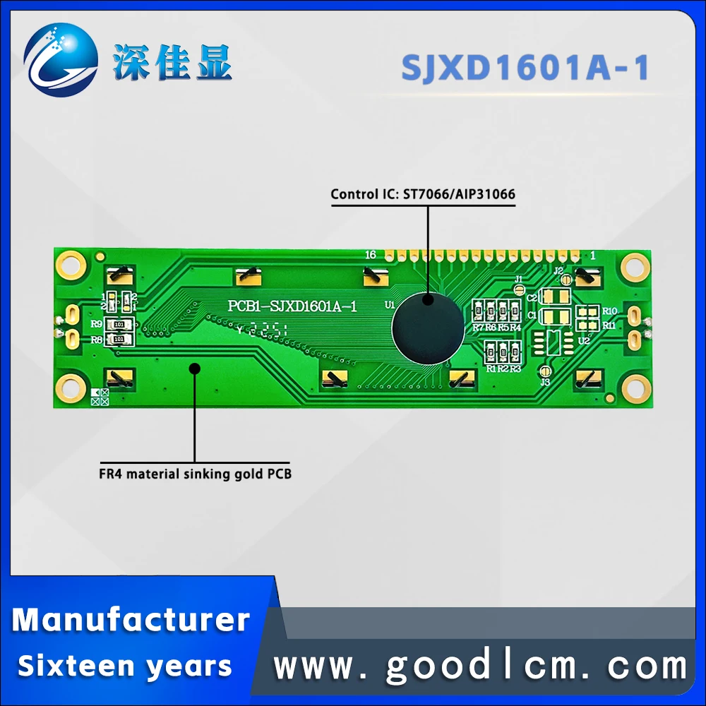 16x1 lcd display 16pin 1601 large character LCD screen VA green character 5V or 3V power supply