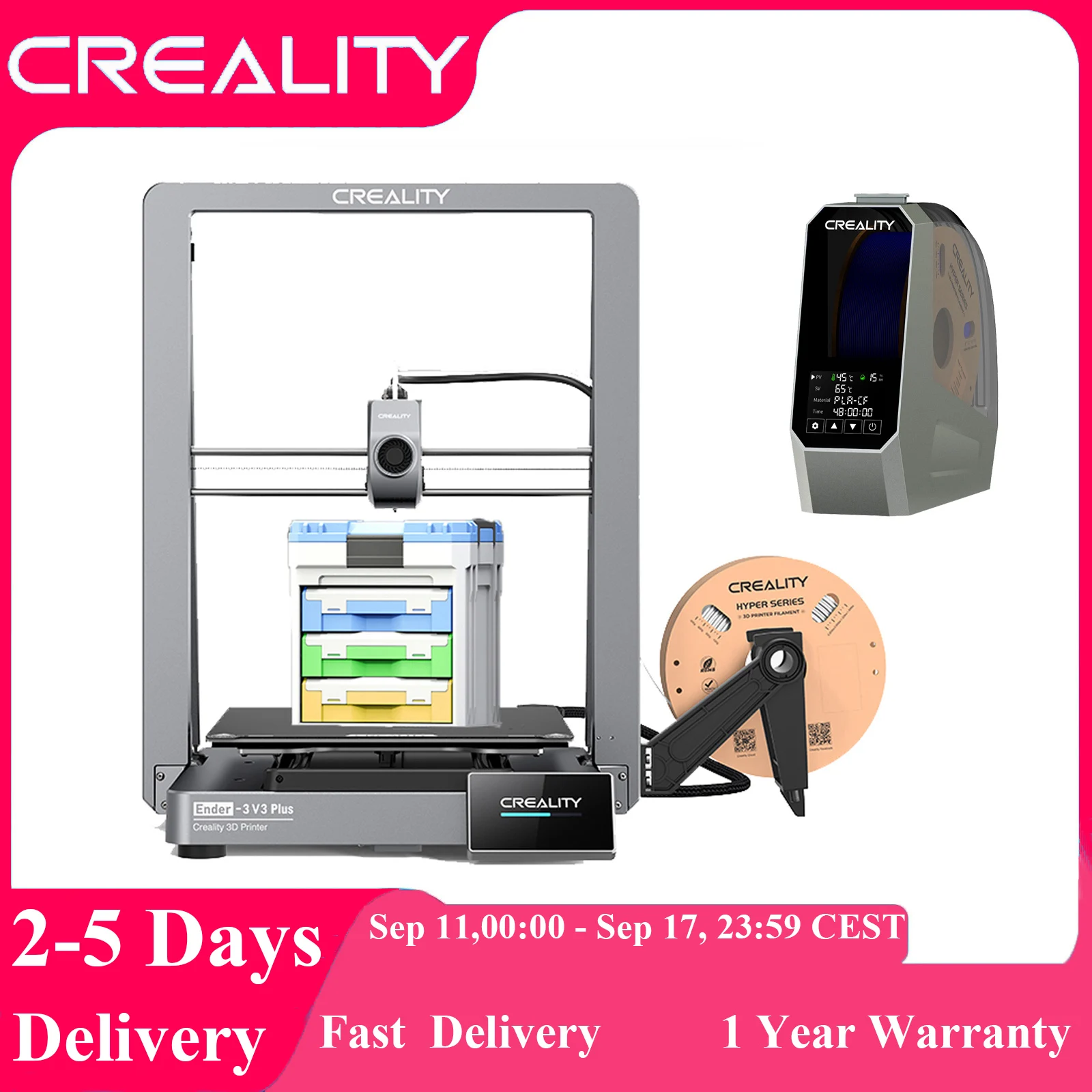 Creality Ender-3 V3 PLUS 3D 프린터 CoreXZ 직접 압출기, 빌드 볼륨 인쇄 듀얼 모터, 올 메탈, 600 mm/s, 300x300x300mm 