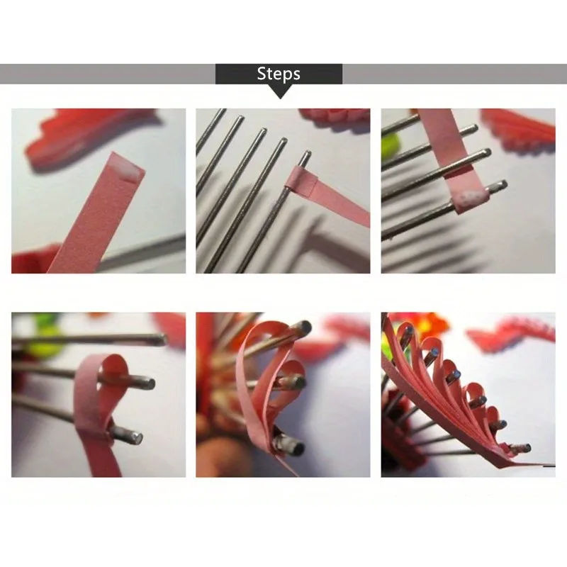 12 قطعة من مشط اللف الورقي المصنوع من الفولاذ المقاوم للصدأ، أداة حرفية ذاتية الصنع، تصميم كرتوني للف الورق المصنوع يدويًا #6