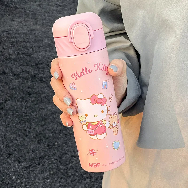 420ml Sanrios HelloKittys Vacuüm Cup Anime Knappe Leuke en Draagbare Thermoskan Student Drinkwaterkoker Roestvrij Staal