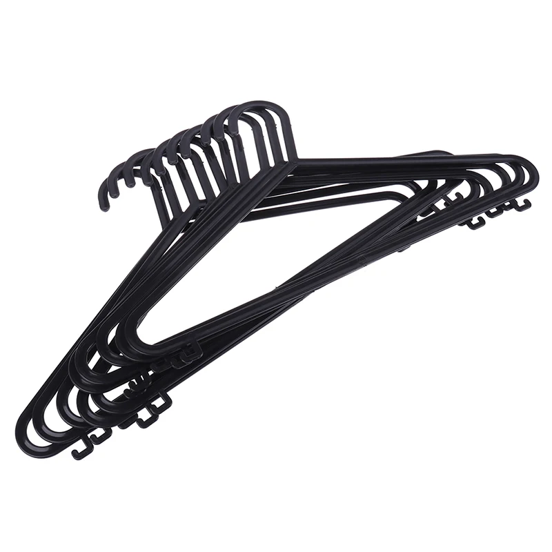 10pcs Adult Clothing Hanger Black Plastic Portable Household Clothes Dress Organizer Non-Slip Outdoor Dry Clothes Hanging Rack