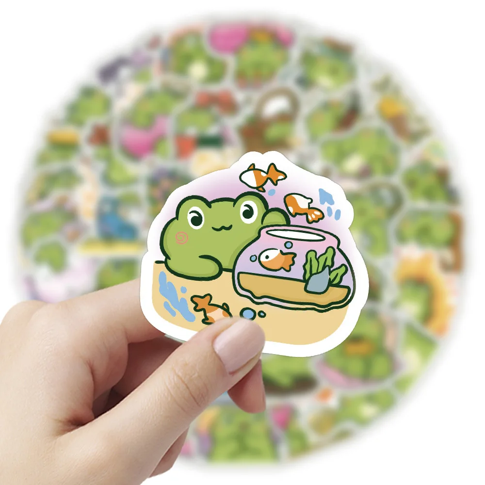 50/100Pcs INS Novelty Cartoon Kawaii Cute Frog Stickers PVC Waterproof Stickers Decals For Kids Boys Girls Toys Gifts