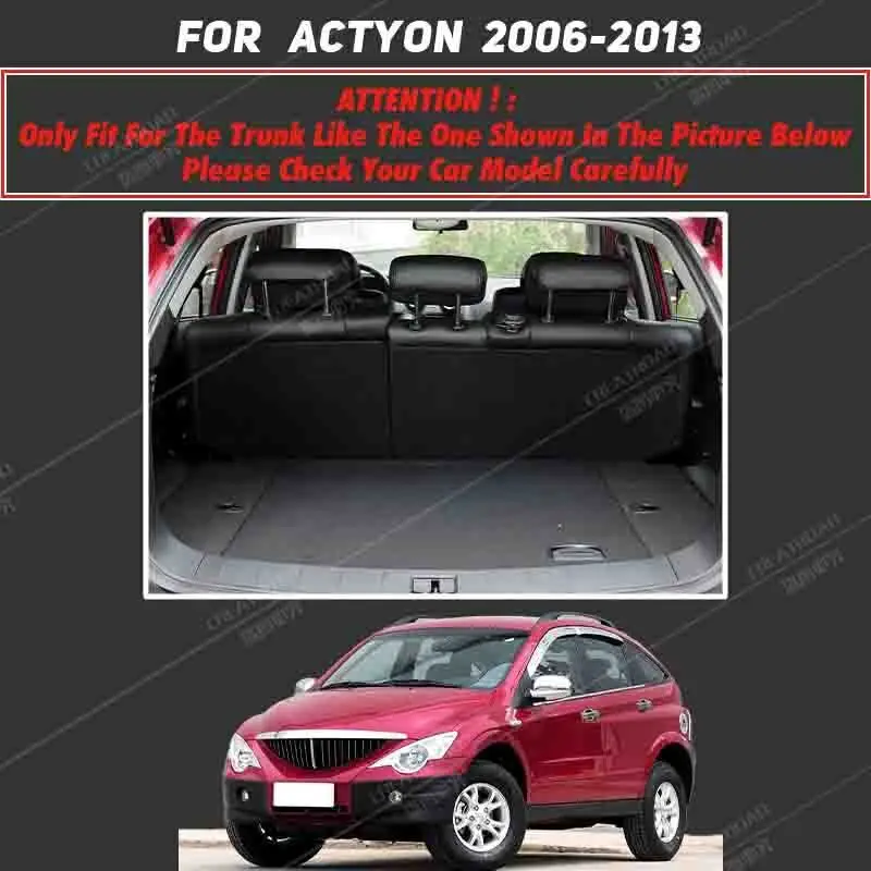 Car trunk mat for Ssangyong ActYon 2006 2007 2008 2009 2010 2011 2012 2013 cargo liner carpet interior accessories cover view 2