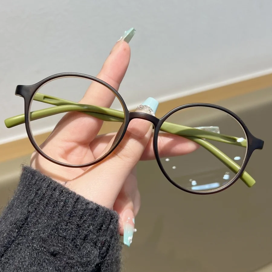 1 Stück Unisex-Mode, nicht verschreibungspflichtige Brille, neu, einfach, Retro, runder Rahmen, klassisch, lässig, vielseitig, bequem, ultraklar, Schwarz
