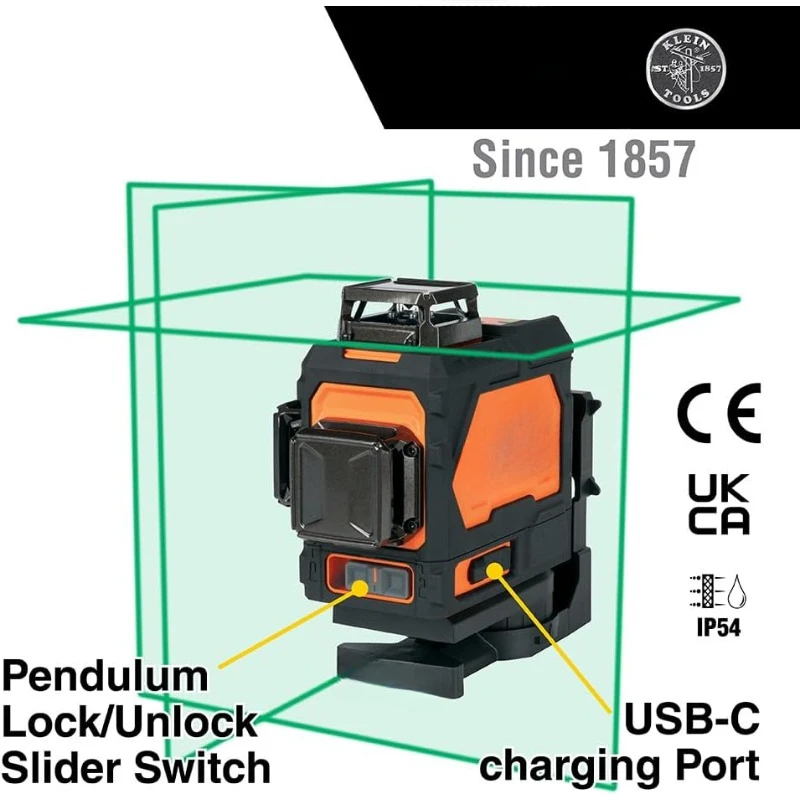 93PLL Self-Leveling Laser Level with Bright Green 3x360-Degree Planes, Rechargeable Battery, Magnetic Mount home.