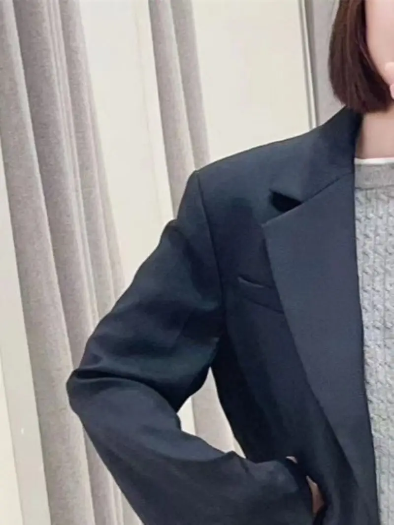 

Autumn 2024 Women Set Shoulder Pad Notched Collar Long Sleeve Blazer or High Waist A-Line Mini Skirt or Singe Button Long Pants