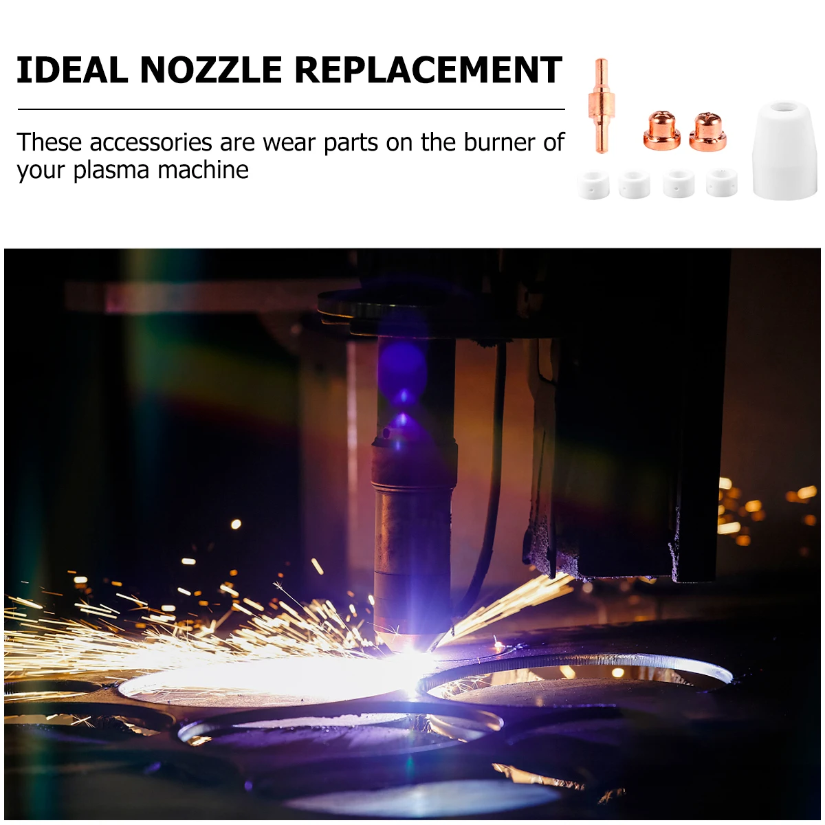 

46 Pcs Extended Plasma Electrode Nozzle Kit Copper Consumable Parts Long Service Life Welding Torch Accessories
