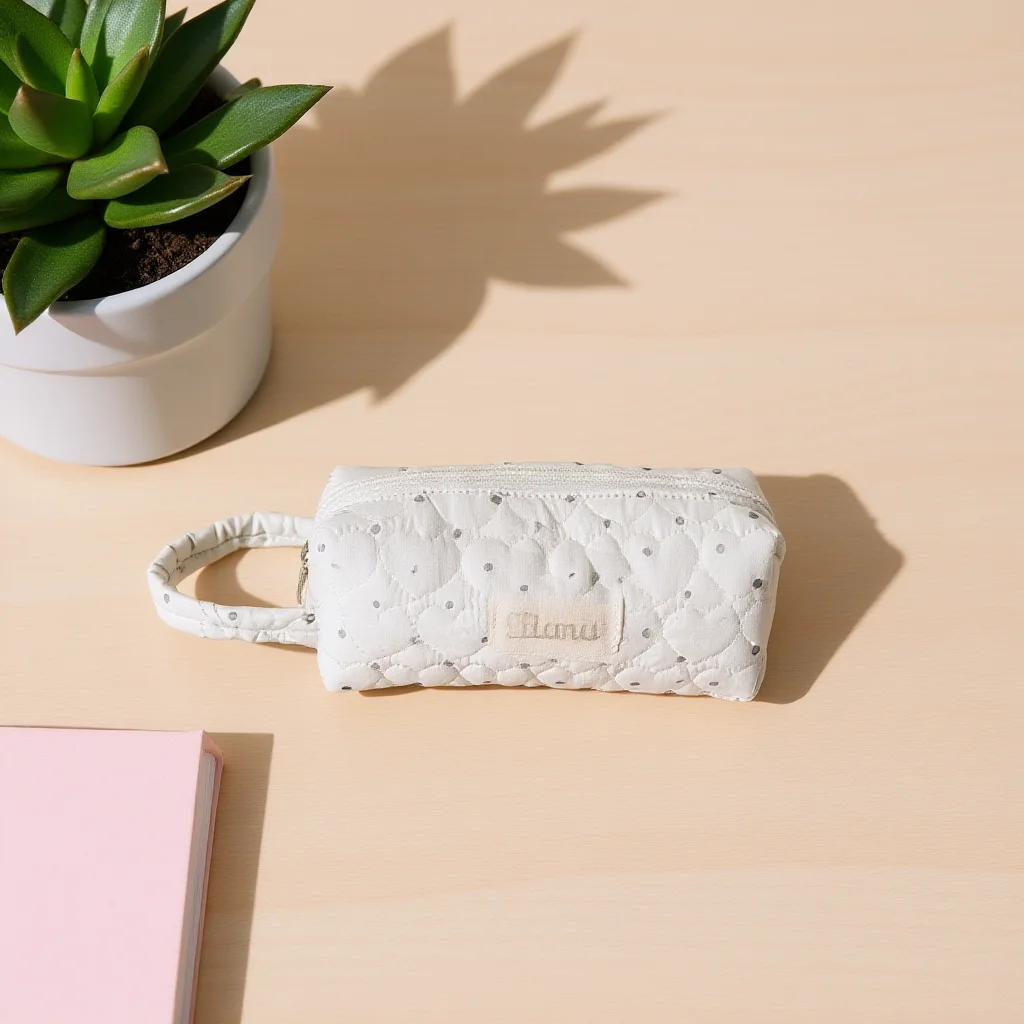 Large Capacity Storage Bag Portable Quilted Stationery Bag Portable Pencil Pouch Large Capacity Polka Dot Pencil Bag For Class