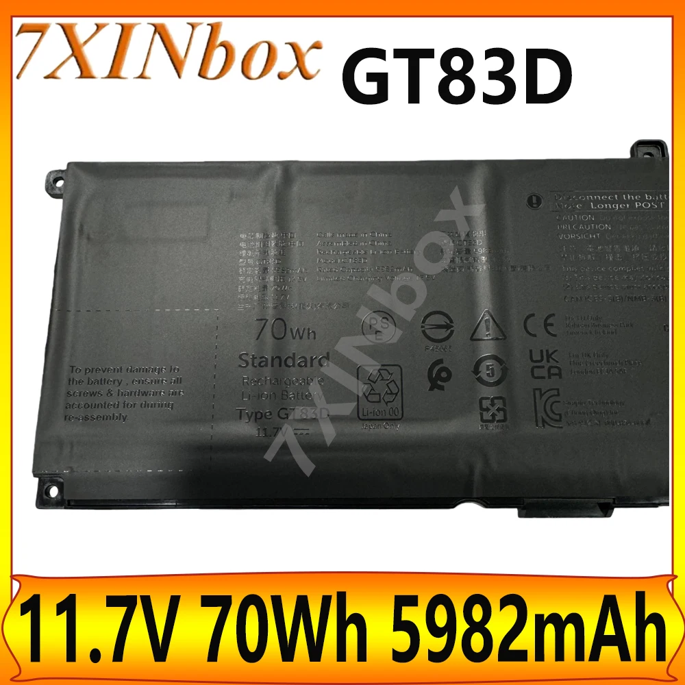

7XINbox Brand new GT83D 07T7DY 7T7DY 11.7V 70Wh 5982mAh Original Laptop Battery For Dell XPS 14 9440 2024 Series Notebook