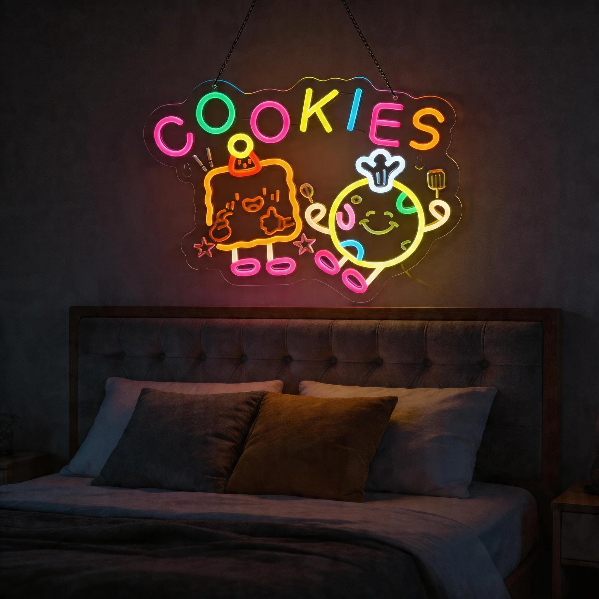 Cookie LED Neon Sign Dimmable Ultra Bright Neon Wall Art Decor, USB Powered Neon Light for Bakery, Cafe, Home & Store Decoration