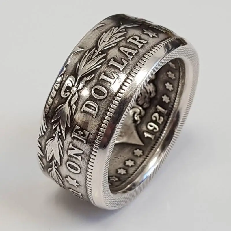 Moda vintage carta padrão anéis para homens antigo prata cor anel masculino casamento banda noivado jóias punk masculino atacado