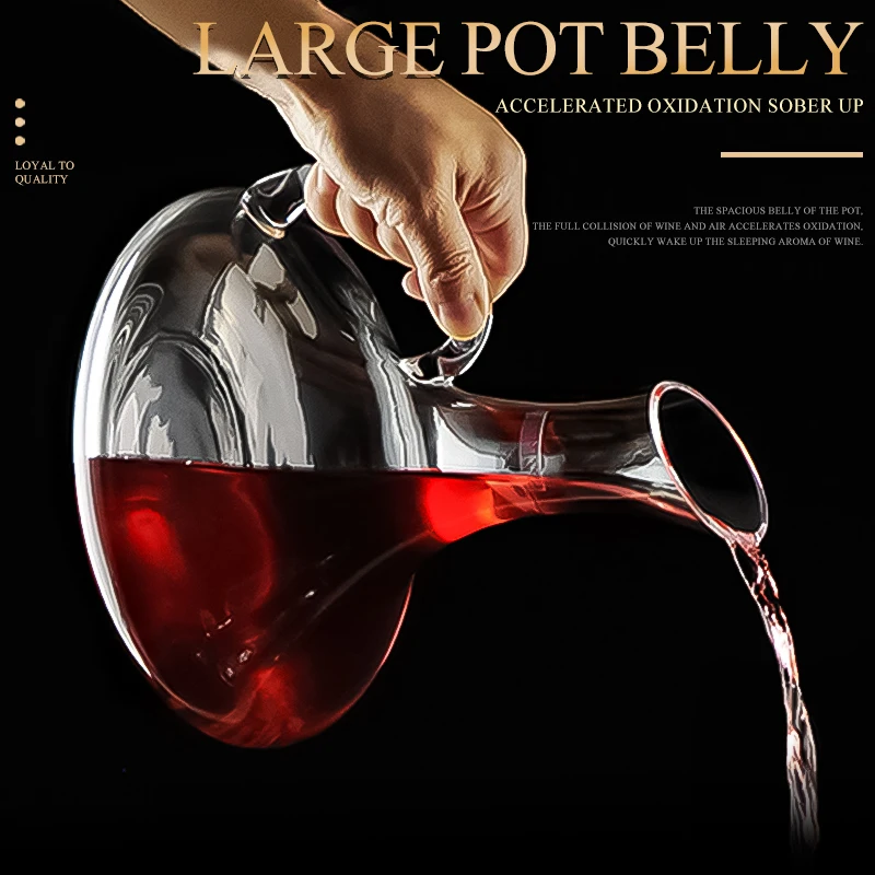 1500/1800ML Big Decanter Handmade Crystal Red Wine Decanter Brandy Champagne Glasses Decanter Jug Pourer Aerator for Family Bar