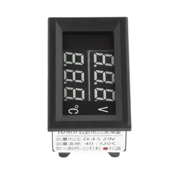 DC4-28V -40~120℃ 數位電壓表溫度計,0.28吋LED顯示屏,附1米NTC 10K溫度探頭,適用於汽車、摩托車,5V/12V/24V 12 最佳銷售 12V顯示屏 - №12