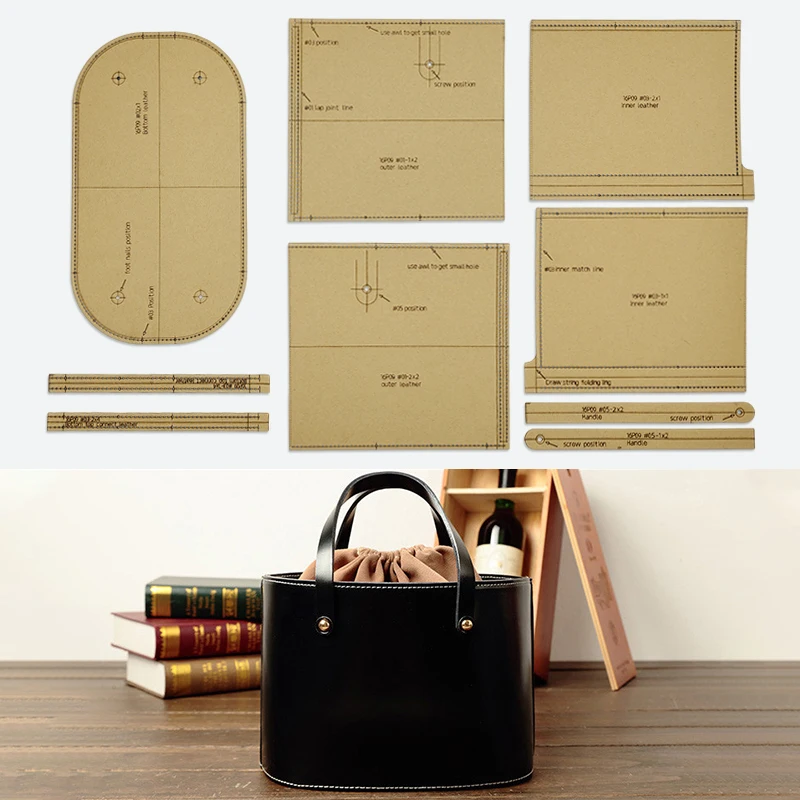 YOMDID 9PCS Handbag Organizer Bag Making Kraft Paper Template Handmade Leather Mold DIY Bag Stencil Leathercraft Accessories