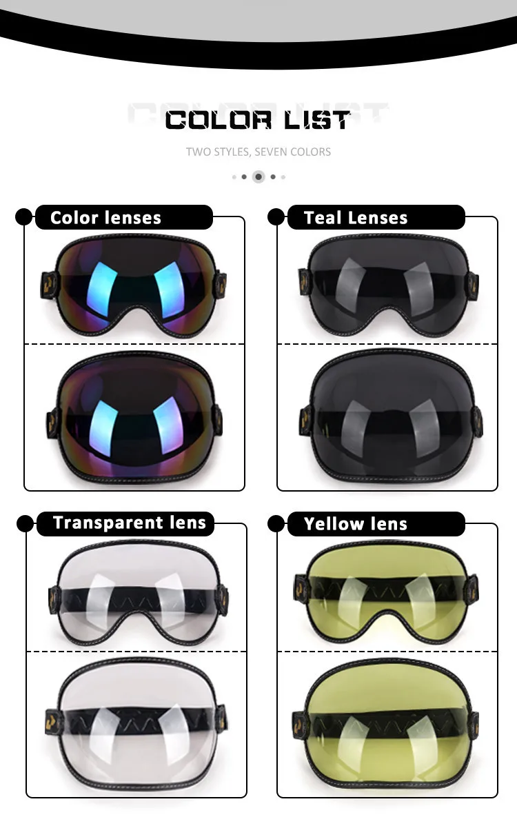 Uchoose fit alle Vintage Retro offenes Gesicht Halbhelm Motorrad Helm Bubble Shield Visier Linse Sonnenbrille Brille Zubehör – Detail 2