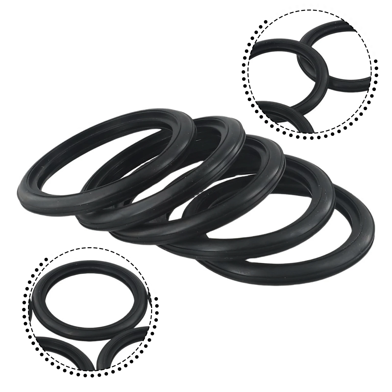 5pc Lip Seal for Flush Pipe  Rubber Sleeve  High Resilience  Suitable for Flushing Pipe  Prevents Leakage