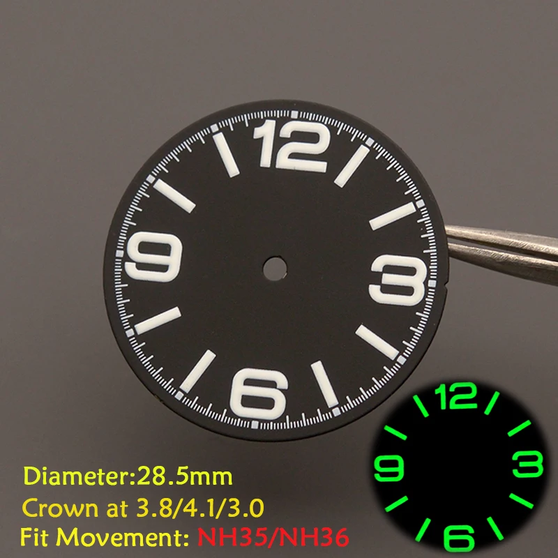 28.5mm New Surface Watch Dial Fit Japan NH35 NH36 7S26 7002 Movement For SKX007 SKX009 Turtle Abalone Tuna Canne Dive Watch