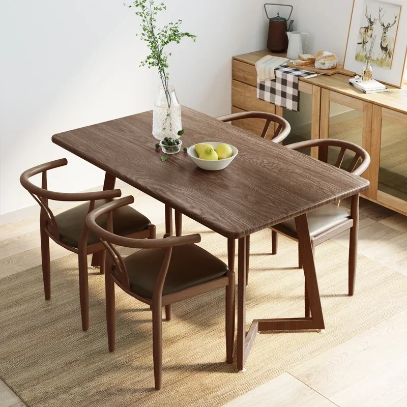 

Nordic dining table and chairs small apartment household rental room dining table rectangular modern simple coffee negotiation t