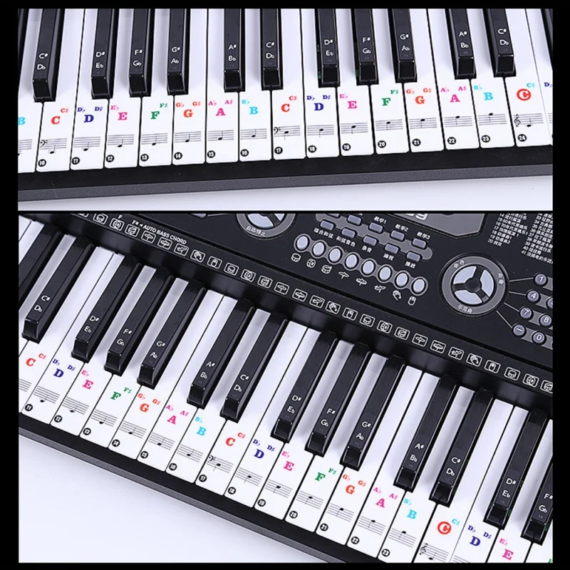 88/61 key color piano letter notes stickers keyboard hand roll piano keyboard transparent stickers notation transparent stickers