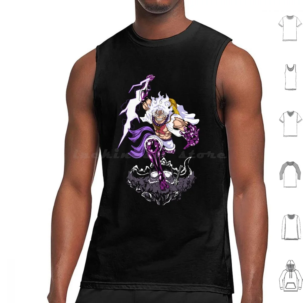 Luffy Wanted Gear 5 Tank Tops Print Cotton Luffy Gear 5 Anime Canva Luffy Gear 5 Luffy Gear Fifth Luffy Gear 5